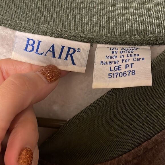 Vintage 90s Blair Green Paisley Cat & Dog Button sweater large P - Picture 7 of 8